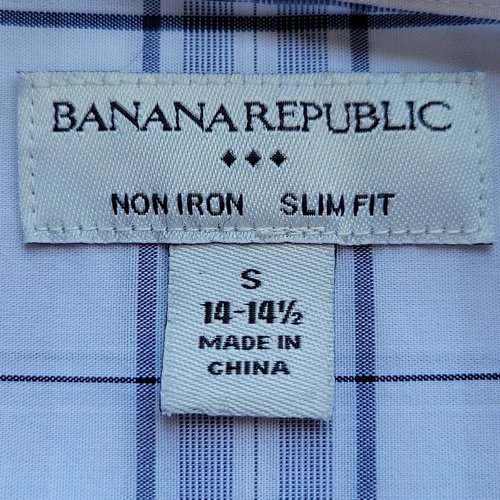 Banana Republic Slim Fit Dress Shirt BluePlaid Size 14-14.5